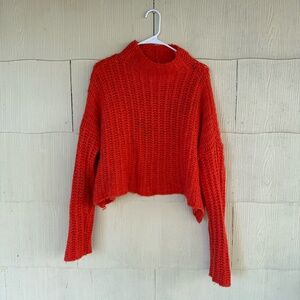 Aerie Women's Sweater Knit Orange Long Sleeve Wool Blend